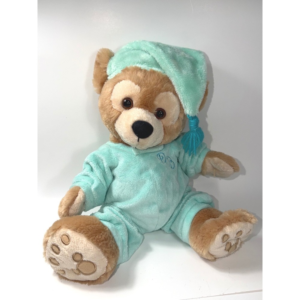 Disney Parks Duffy the Disney Bear Plush 12 inch Mint Green Pajamas Nightcap